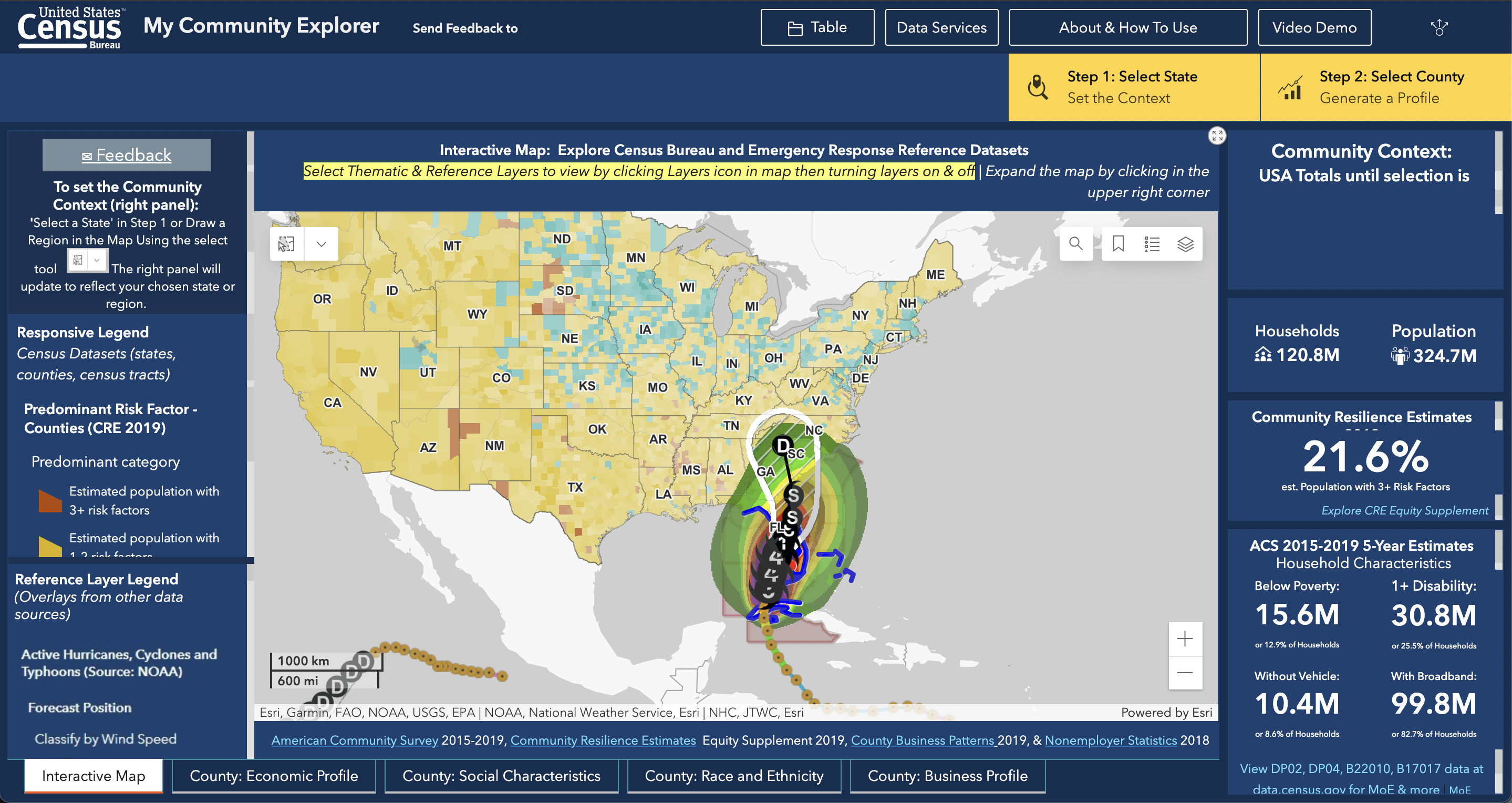 An image of the My Community Explorer website