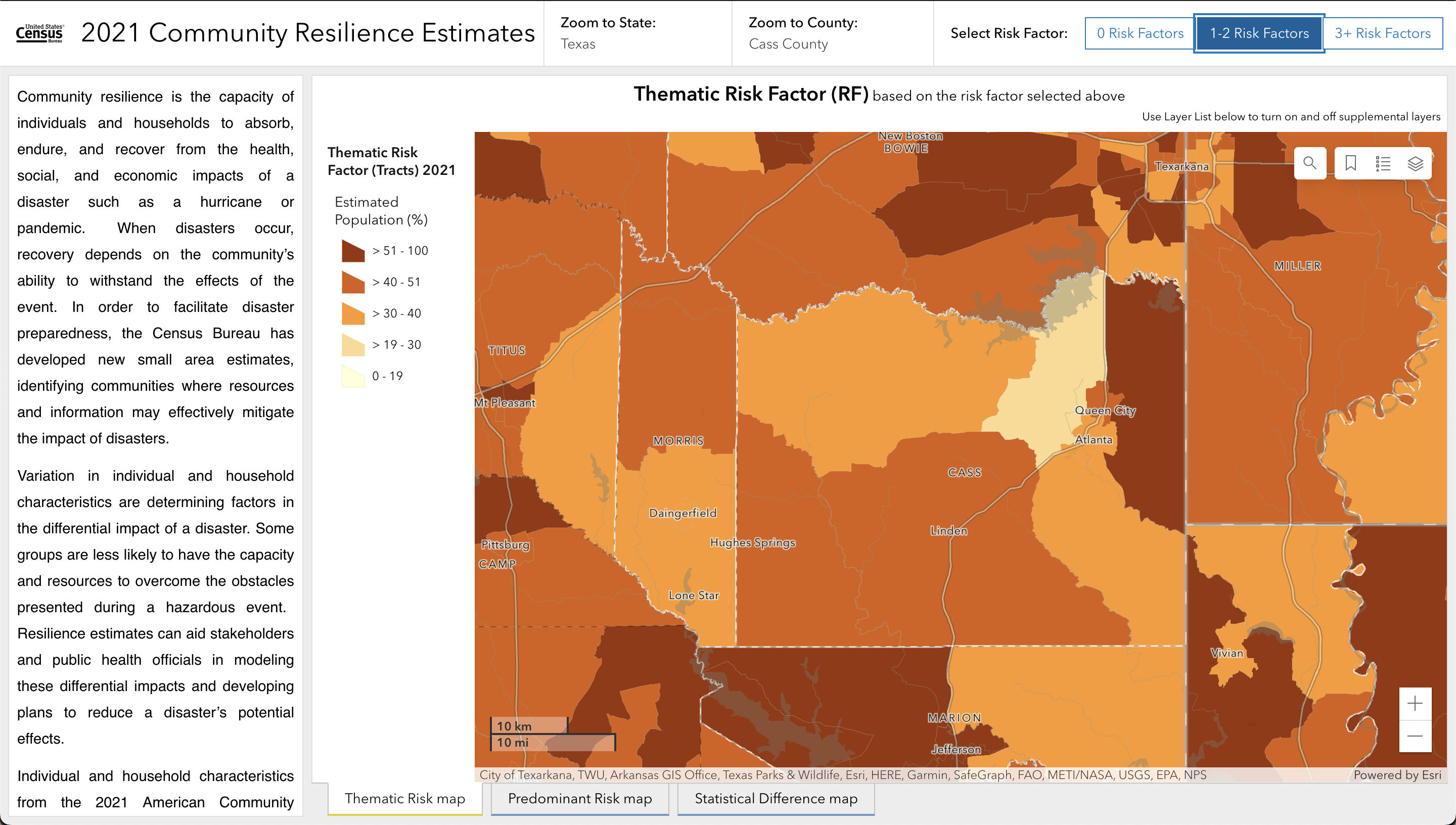 A preview of the Community Resilience Estimates mapping tool