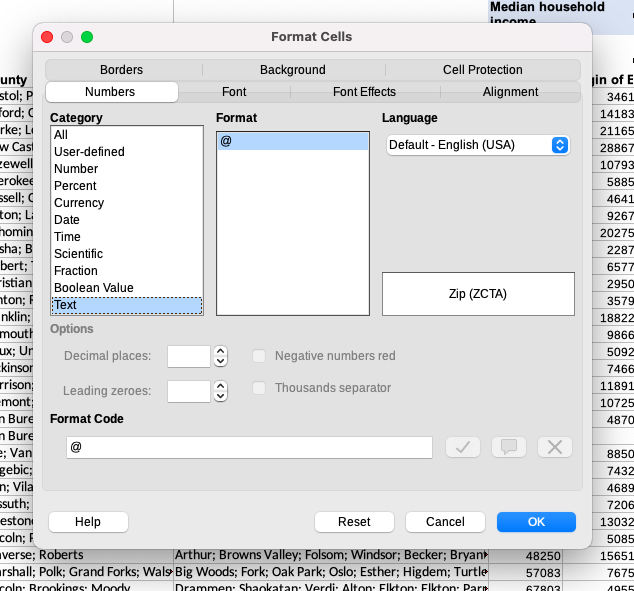 A screenshot showing how to format table cells